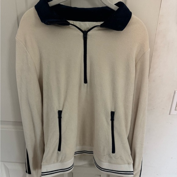 Faherty Brand Richie Quarter Zip Women’s Sweater Top Cream Large - Picture 4 of 16